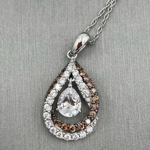 White and chocolate Swarovski crystal pendant